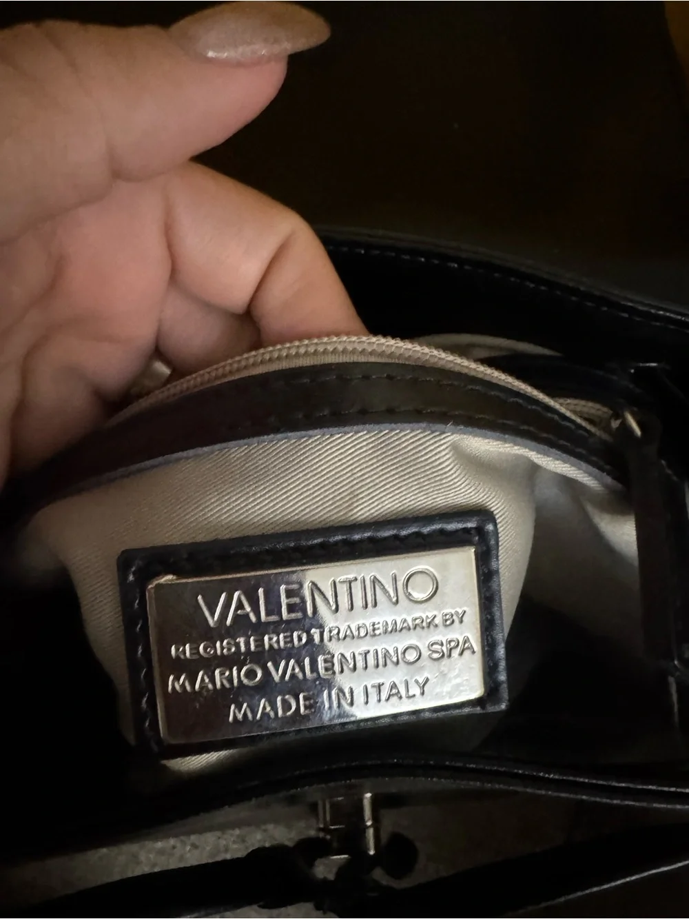 Valentino Mario Black Leather Crossbody with Silver Stud Accent